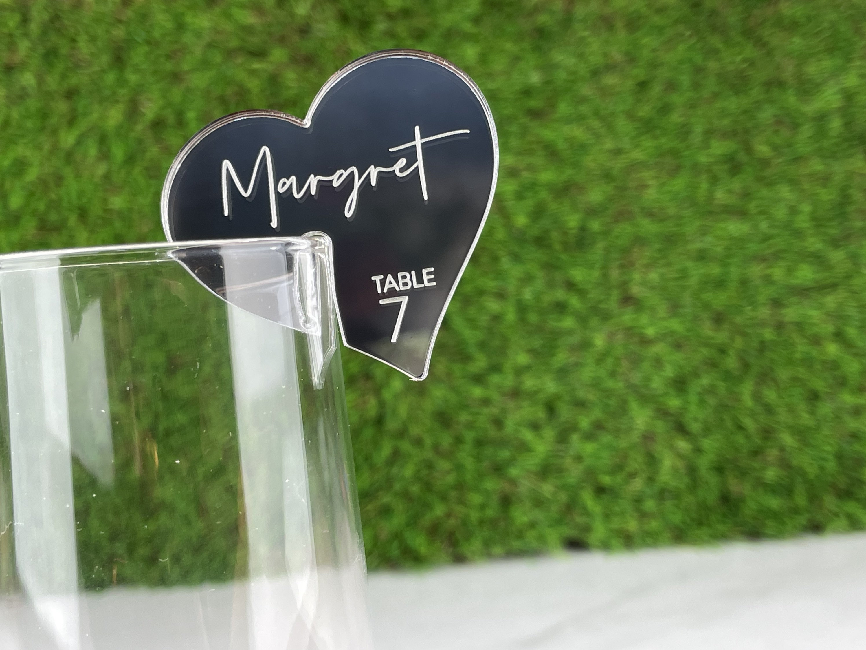Heart Escort Card Rounds Acrylic Drink Name Tag Rounds | Etsy