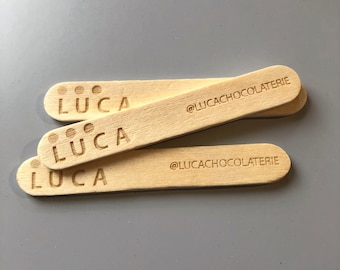 Custom Engraved Wood Mini (2.5") Popsicle Sticks (WAXED), Personalized Cakesicle Sticks (80 sticks)