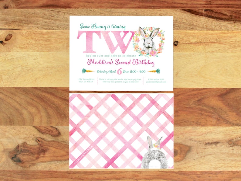 EDITABLE Some Bunny is Two Bunny Girl Second Birthday - Etsy