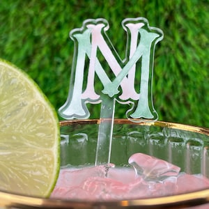 Print Your Crest and Monogram Acrylic Stir Sticks,  Cocktail Stirrers, Custom Wedding Swizzle, 2-Sided
