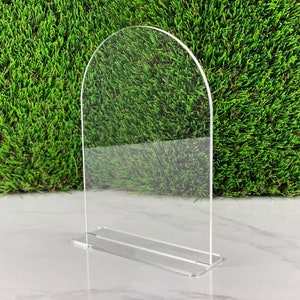 Blank Bar Menu Sign, Standing Wedding Menu Sign, Arched Round Top Table Menu - Clear Acrylic