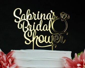 Bridal Shower Cake Topper, Custom ANY NAME, Bridal shower Decor, Bachelorette Cake Topper, Gold\Silver Mirrored acrylic, Thick and Sturdy!