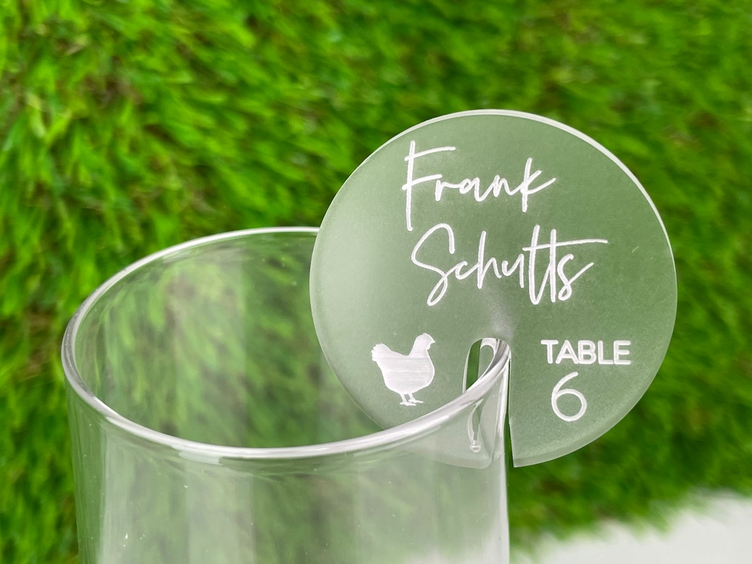 Meal Option Escort Card Rounds, Acrylic Drink Name Tag Rounds, Stemless ...