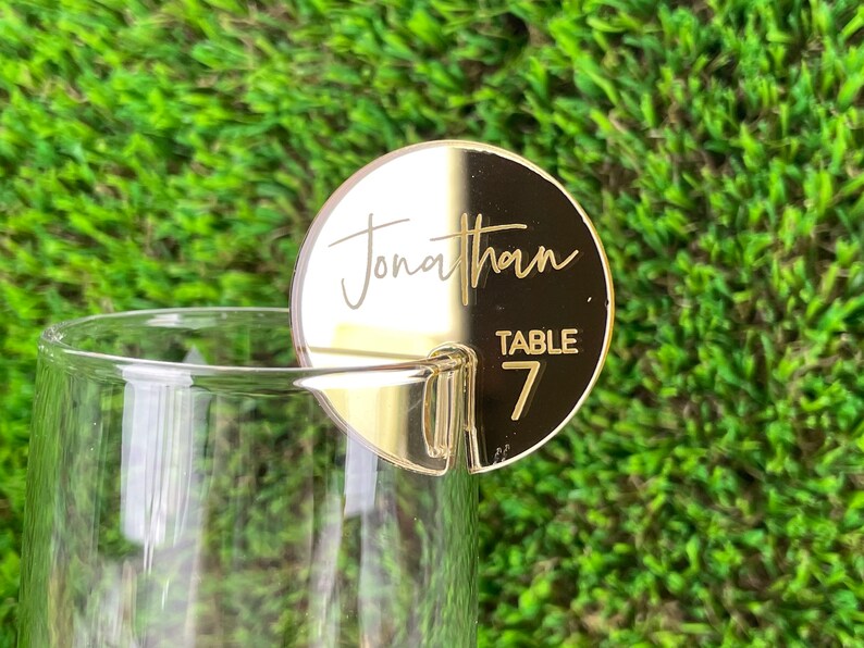 Escort Card Rounds Champagne Wall Acrylic Drink Name Tags Etsy Australia