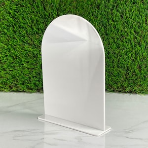 Blank Bar Menu Sign, Standing Wedding Menu Sign, Arched Round Top Table Menu - White Acrylic