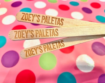 Custom Engraved Wood Standard 4.5" Popsicle Sticks (WAXED), Personalized Cakesicle Wooden Sticks (80 sticks in a set) BULK DISCOUNTS