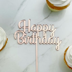 Happy Birthday Cake Topper, 6 Colors, Birthday Cake Topper,  Acrylic Cake Topper, Birthday Cake Decor