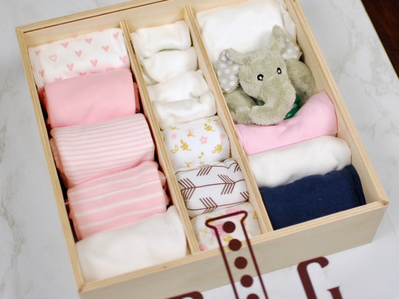 Rose Gold Monogrammed Baby Girl Gift Box