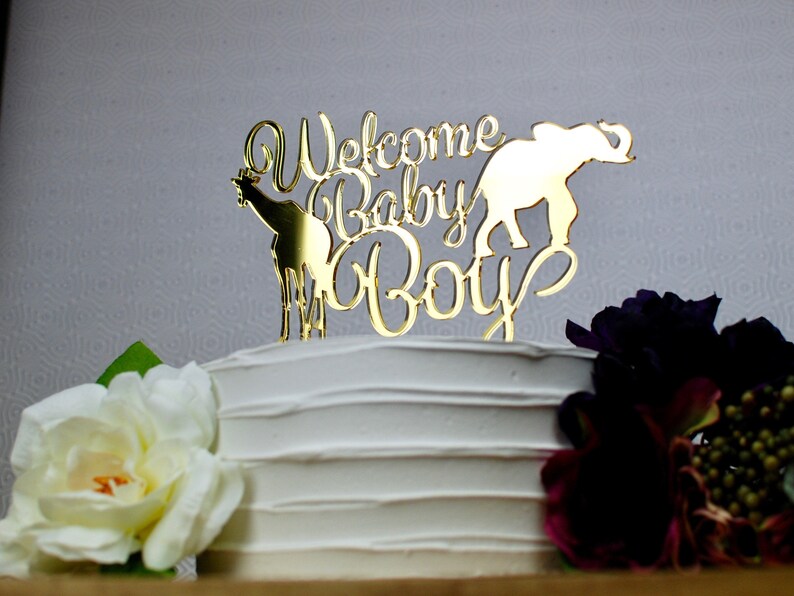 Safari Animal Cake Topper Custom With Any Name Baby Shower Etsy