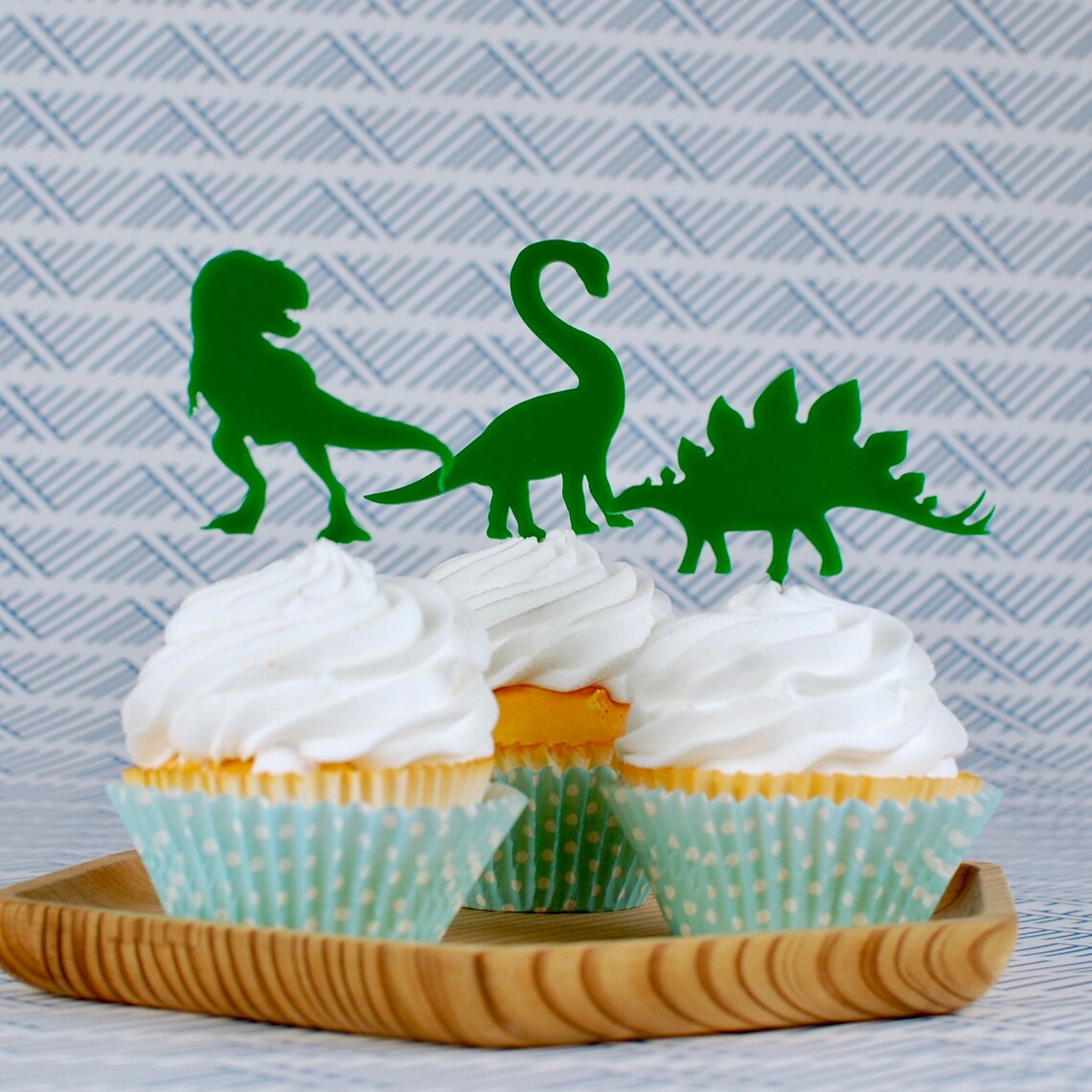 Dinosaur Cupcake Toppers in Green Acrylic in Sets of Six, Dino Party ...