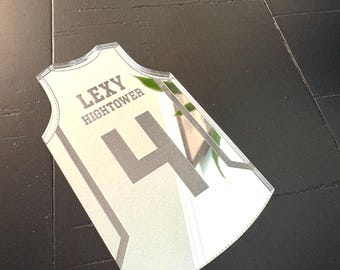 Mirrored Basketball Jersey Escort Cards