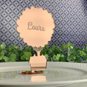 UP Wedding Name Place Card, Sign, Centerpiece, Table Numbers, Cake Topper | Engraved Laser Cut in Gold Silver Mirrored Acrylic