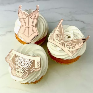 6 lingerie Cupcake Topper/Charm, Bridal Showers, Lingerie Parties