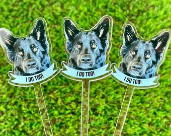 Print YOUR Dog Pet Stir Sticks, Signature Drink, I Do Too & Dog Of Honor, Watercolor Acrylic Cocktail Stirrers, Wedding Swizzle, 2-Sided