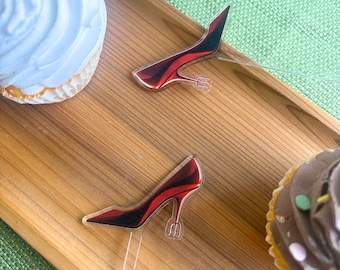 Devilish Red Heel Cupcake Toppers, Set of 6