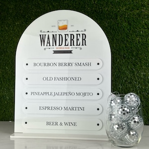 Magnetic Bar Menu Sign, Great for Mobile Bar Carts, Change Out Drink Names