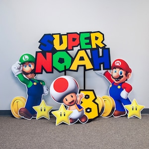 Large Mario Props, Standee Birthday Party Set Cutouts, Customize With Name and Age. Professionally Printed on Corrugated Plastic