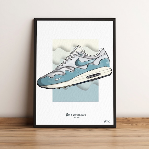 Patta X Nike Air Max 1 NOISE AQUA Wave A4 Print Sneaker - Etsy Australia
