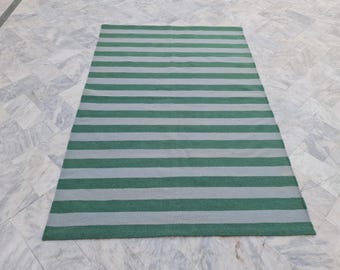 Green and grey striped rug, living room rug, custom rug, bedroom rug, kitchen rug, 8x10 rug, 9x12 rug, 10x14 rug, 6x9 rug, large area rug