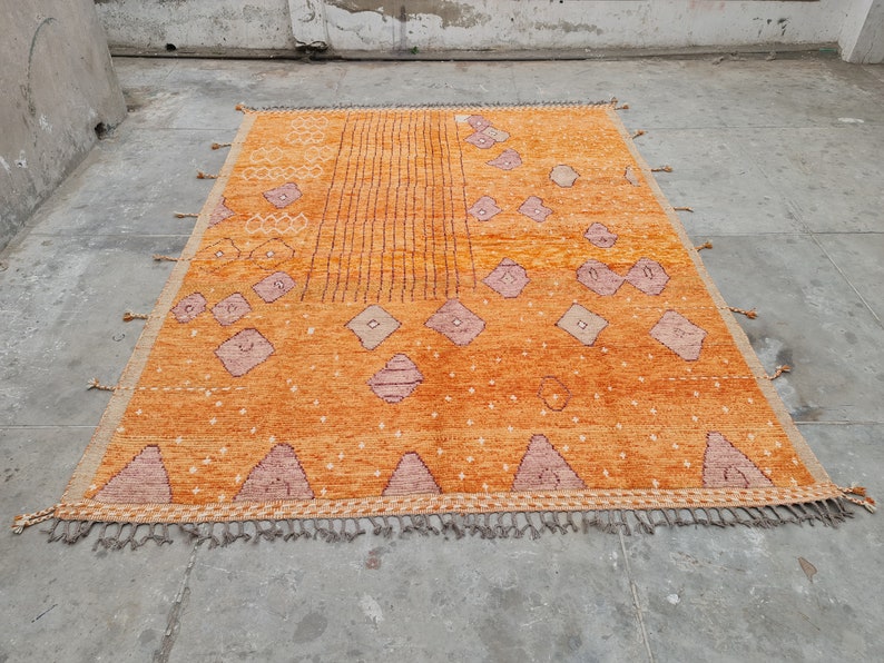 Orange Moroccan Rug, Area Rug, Boho Rug, Orange Rug, Wool Rug, Berber