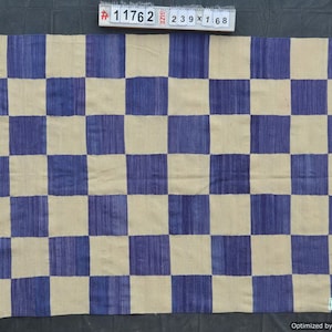 Tappeto a quadretti, tappeto blu e bianco, tappeto personalizzato, tappeto a scacchiera, tappeto a scacchiera, tappeto 8x10, tappeto 9x12, tappeto kilim, tappeto dhurrie, tappeto in lana, tappeto 6x9