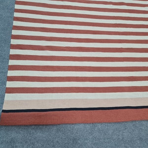 Rust and White Striped Rug, Kilim Rug, Rustic Rug, Stripe Rug, Living ...