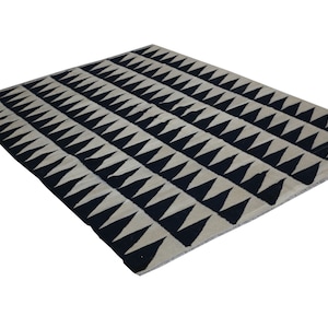 Beige/ivory and black kilim rug, flat weave rug, area rug, made to order kilim rug, custom made rug. Size: As per your requirements.