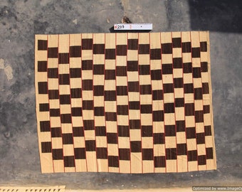 Custom Checkered Wool Dhurrie Rug, Brown and Beige