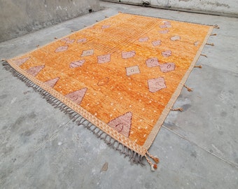 Alfombra marroquí naranja, alfombra de área, alfombra boho, alfombra naranja, alfombra de lana, alfombra bereber, alfombra Beni Ourain, alfombra de 8x10, alfombra marroquí de 9x12, alfombra boho de 10x14, alfombra de 5x7