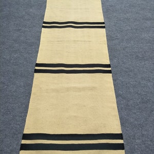 Dhurrie runner rug, hallway rug, corridor rug, kilim runner, flat weave runner, custom made runner, extra long rug, beige and black runner