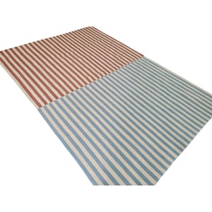 Striped kilim rug, multicolor striped rug, stripe dhurrie rug, wool rug, large area rug, bedroom rug, living room rug, custom rug, 8x10 rug