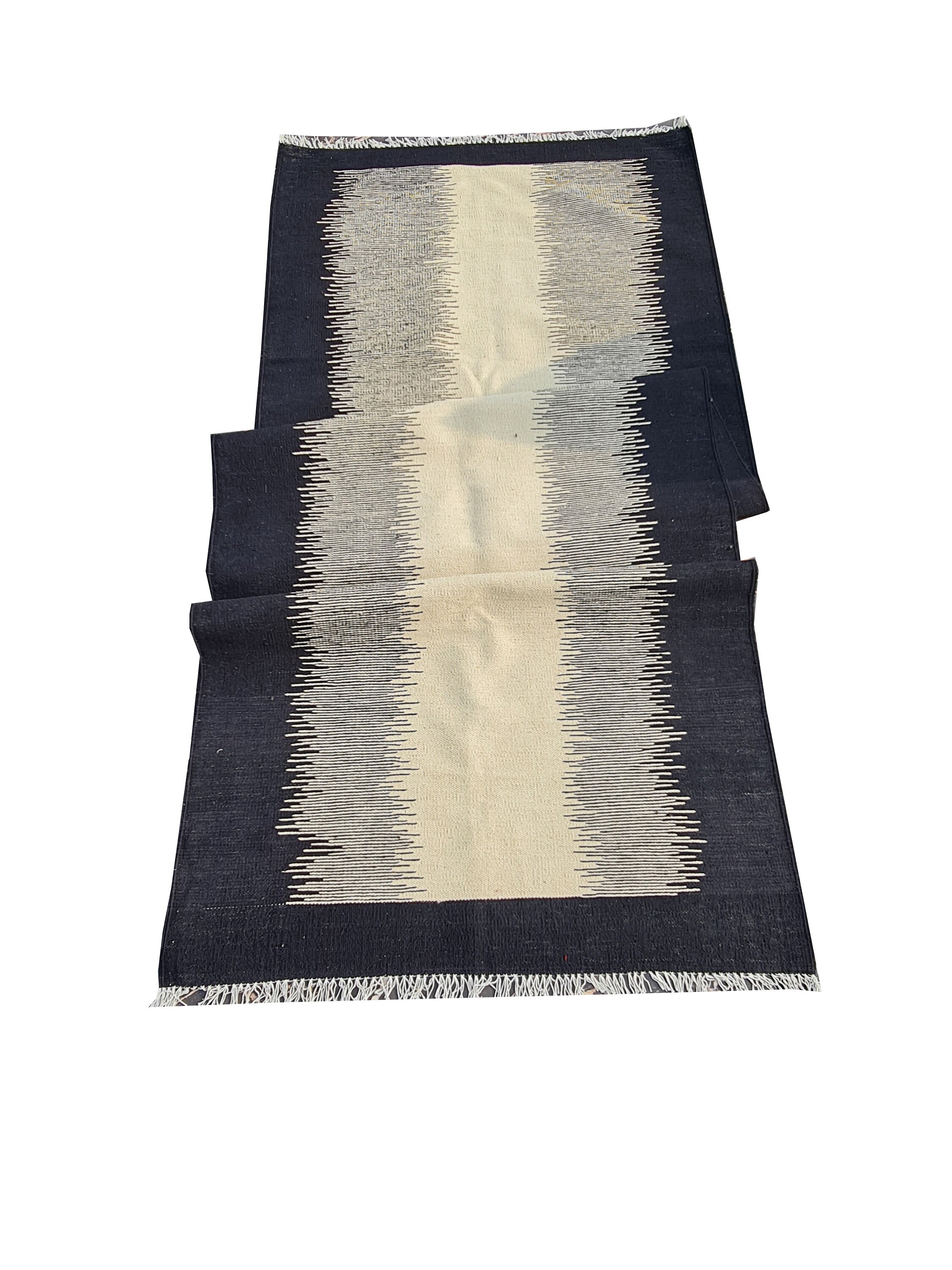 Rug Runner, Custom Runner, Hallway Rug, Black and Cream Runner, Wool ...