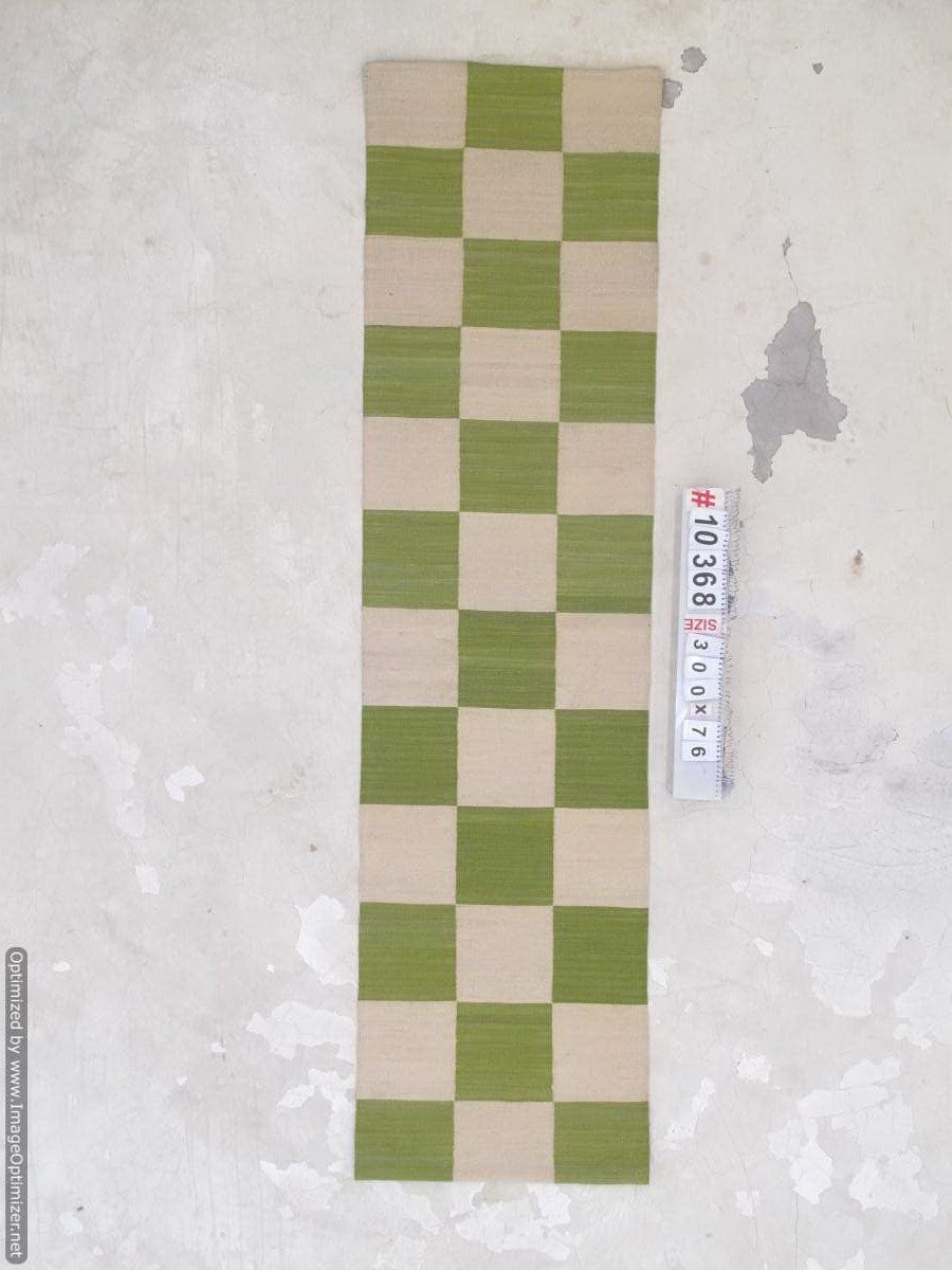 Checkered Runner Rug, Dhurrie Rug Runner, Hallway Rug, Corridor Rug