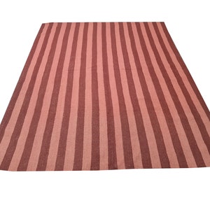 Rust rug, rust and red rug, striped rug, flatweave rug, dhurrie rug, 8x10 kilim rug, 9x12 area rug, wool rug, 5x7 rug, 6x9 rug, 4x6 rug