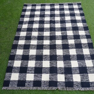 Checkered rug, black and white rug, buffalo plaid rug, checkerboard rug, checker rug, custom rug, 8x10 rug, 9x12 rug, kilim rug, wool rug