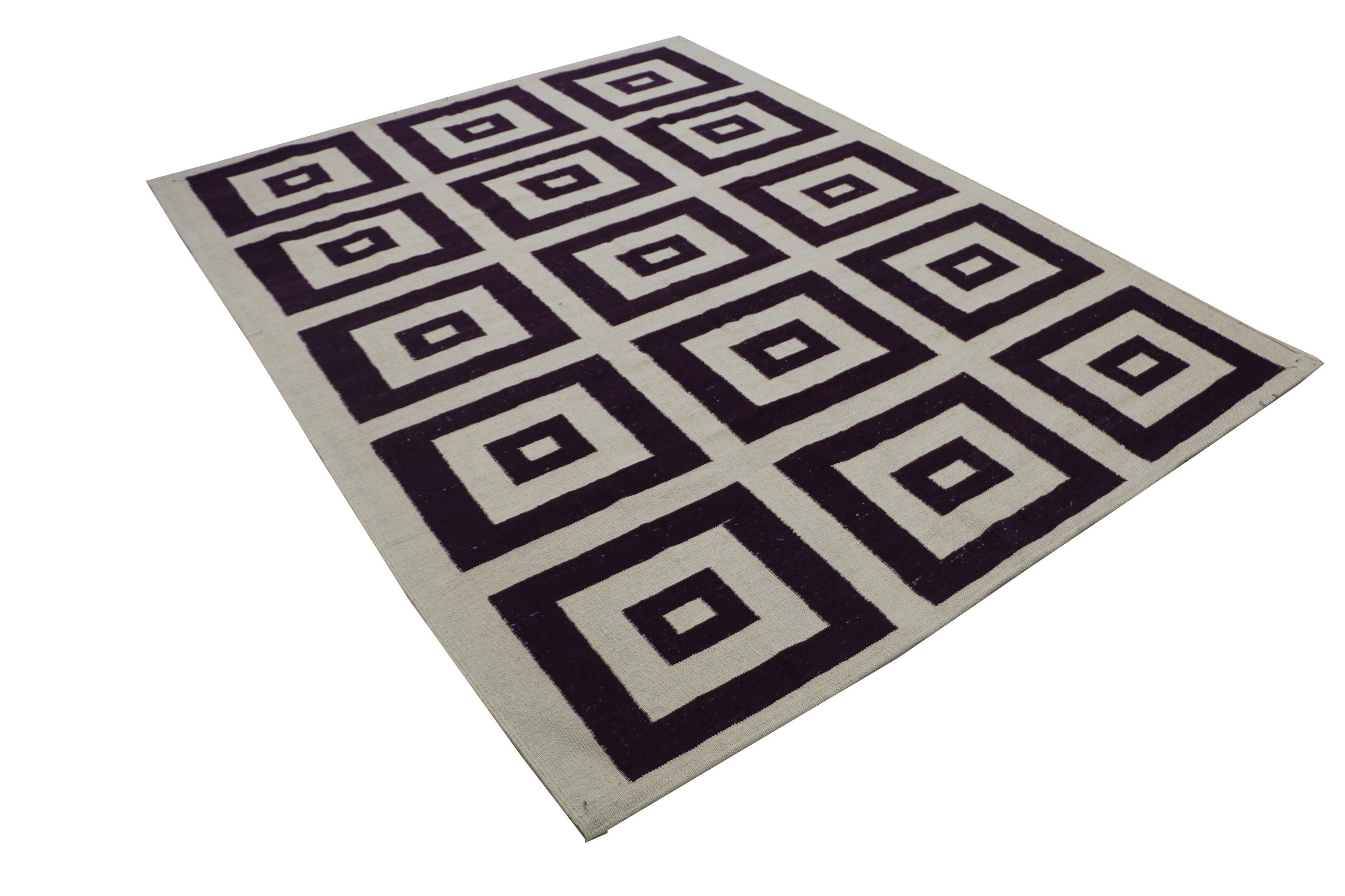 Geometric Area Rug, Oriental Kilim Rug, Black and White Rug, Dhurrie