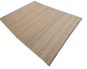 Custom Brown Dhurrie Rug, Natural Flatweave Kilim Rug