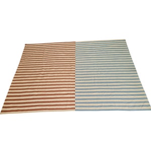 Multicolor striped rug, striped kilim rug, stripe dhurrie rug, wool rug, large area rug, bedroom rug, living room rug, boho rug, 8x10 rug