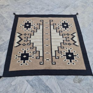 Navajo rug, brown and black Navajo rug, flatweave rug, woven rug, custom Navajo rug, personalized rug, wool rug, living room rug, area rug