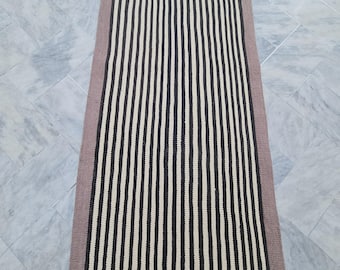 Muted Stripe Kilim Runner Rug, Custom Size Hallway Stair Runner