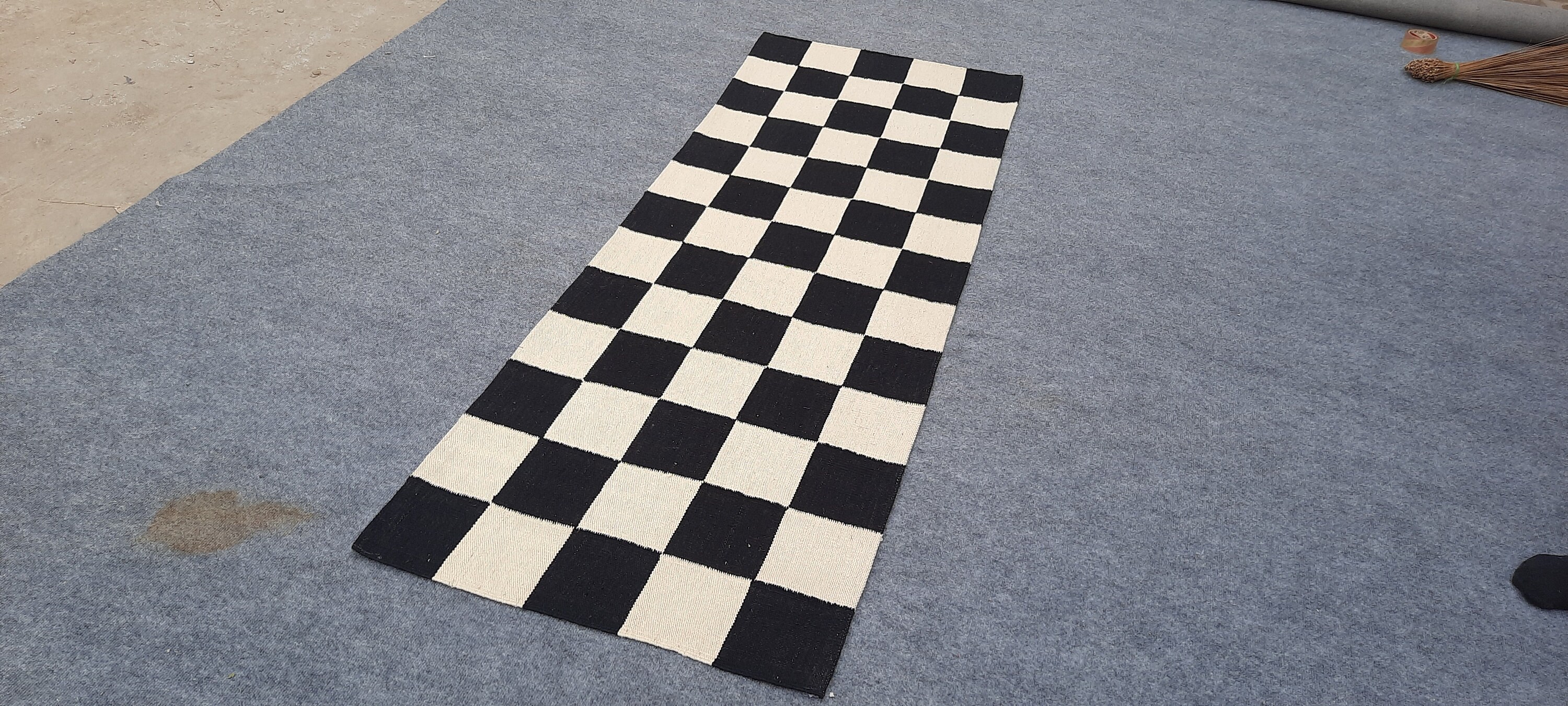 Black and White Checkered Rug Runner Rug Checker Rug Etsy