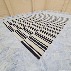 Black and white rug, striped rug, custom size rug, large area rug, living room rug, 8x10 kilim rug, 9x12 area rug, 4x6 accent rug, 6x9 wool