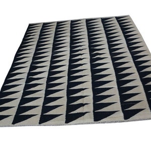 Black and off white rug, designer rug, custom rug, personalized rug, bespoke rug, large area rug, kilim rug, 8x10 rug, 9x12 rug, area rug