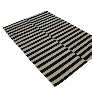 Black and white/ivory kilim rug, flat weave rug, made to order kilim rug, custom made rug. Size: As per your requirements.