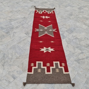 Red Navajo runner rug, red navajo rug, hallway rug, corridor rug, long navajo rug, custom navajo runner, custom runner rug, kilim dhurrie