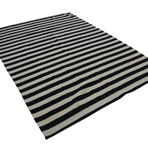 Black and white rug, striped kilim rug, Custom kilim rug, large area rug, dhurrie rug, 8x10 rug, 3x5 rug, 4x6 rug, 5x8 rug, 6x9 rug, 9x12