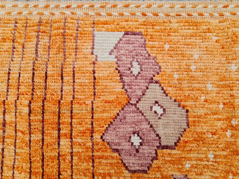 Orange Moroccan Rug, Area Rug, Boho Rug, Orange Rug, Wool Rug, Berber