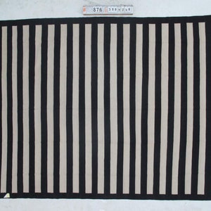 Striped Kilim Rug, Black and White Flat Weave, Bespoke Area Rug