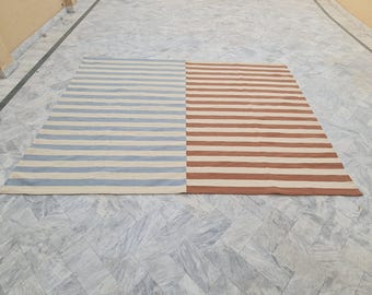 Multicolour striped rug, designer rug, flatweave rug, area rug, wool rug, dhurrie rug, personalized rug, living room rug, 8x10 rug, 6x9 rug