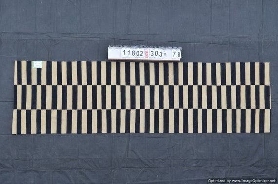 Custom rug, runner rug, custom runner rug, striped runner rug, kilim rug, striped rug, personalized rug, black and white rug, wool area rug